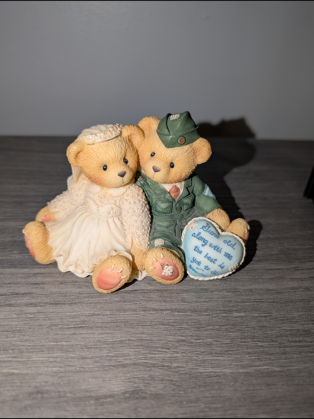 Cherished Teddies Military Wedding Couple Figurines